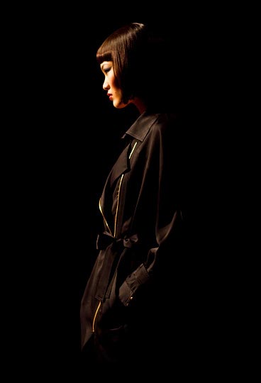 Danny Roberts Picture of the Profile of a japanes girl with black hair and backdrop over coat in Montonari Ono Spring 2012 Fashion Show Tokyo Fashion Week