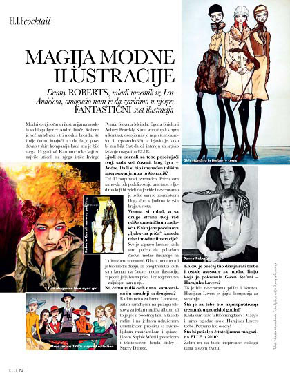 Page 2 of Artist Danny Roberts Feature in Elle Kroatia