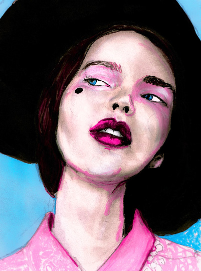 Artist Danny Roberts painting inspired by model Ali Michael in Catherine Servel Editorial in Lula magazine Spring 2010.